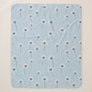 Minimalist Dandelion Seed Pattern Blue (2) Sherpa Blanket