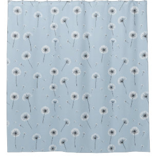 Minimalist Dandelion Seed Pattern Blue (2) Shower Curtain
