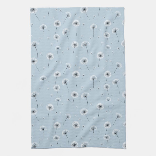 Minimalist Dandelion Seed Pattern Blue (2) Tea Towel (Vertical)