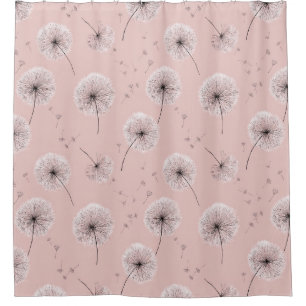 Minimalist Dandelion Seed Pattern Pink (1) Shower Curtain