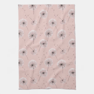 Minimalist Dandelion Seed Pattern Pink (1) Tea Towel