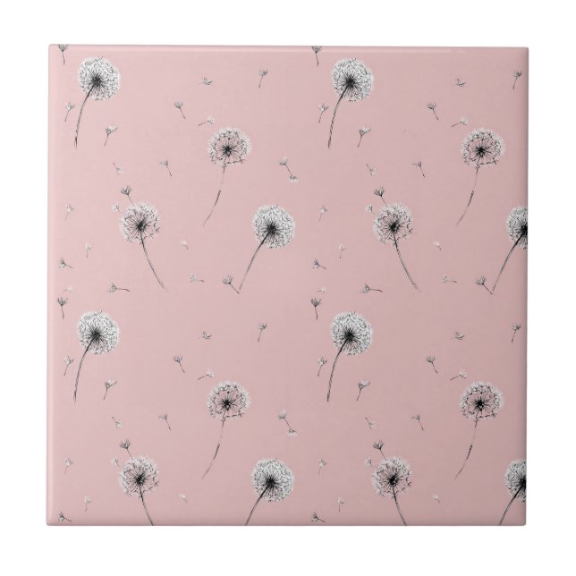 Minimalist Dandelion Seed Pattern Pink (2) Tile (Front)