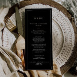 Minimalist Dark Black Printable Wedding Menu Invitation<br><div class="desc">This minimalist dark black printable wedding menu card is perfect for a simple wedding. The modern romantic design features classic black and white typography. Customisable in any colour. Keep the design simple and elegant, as is, or personalise it by adding your own graphics and artwork. This menu can be used...</div>
