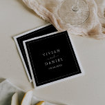 Minimalist | Dark Black Wedding Napkin<br><div class="desc">These minimalist dark black wedding paper napkins are perfect for a simple wedding reception. The modern romantic design features classic black and white typography paired with a rustic yet elegant calligraphy with vintage hand lettered style. Customisable in any colour. Keep the design simple and elegant, as is, or personalise it...</div>