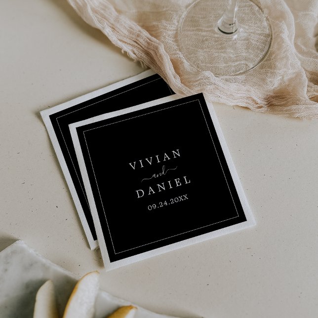 Minimalist | Dark Black Wedding Napkin (Creator Uploaded)