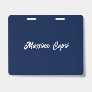 Minimalist Dark Blue Elegant Own Name Bold Text ID Badge