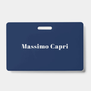 Minimalist Dark Blue Elegant Own Name Bold Text ID Badge