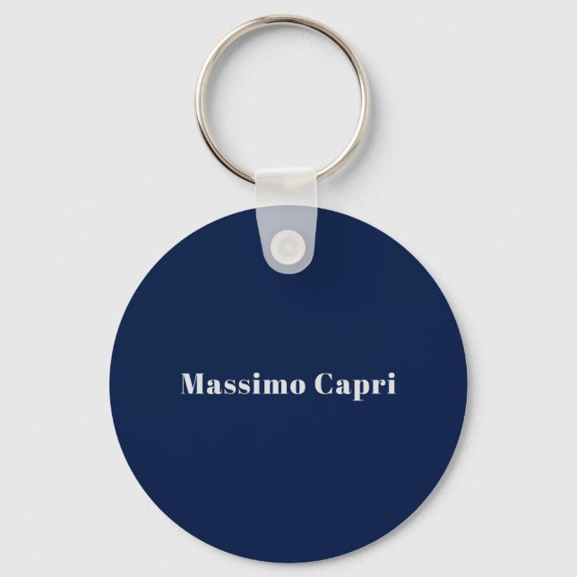 Minimalist Dark Blue Elegant Own Name Bold Text Key Ring (Front)