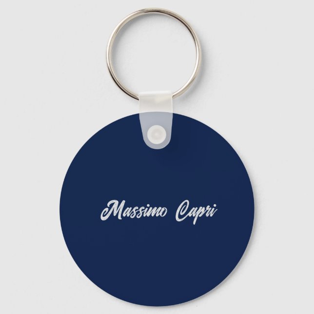 Minimalist Dark Blue Elegant Own Name Bold Text Key Ring (Front)