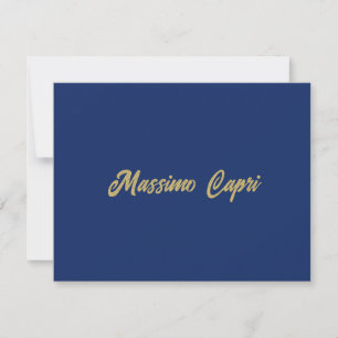 Minimalist Dark Blue Gold Colour Own Name Bold Tex Card