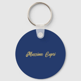 Minimalist Dark Blue Gold Colour Own Name Bold Tex Key Ring