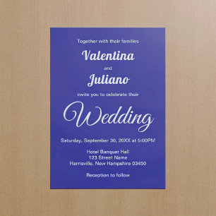 Minimalist Dark Blue Wedding Invitation