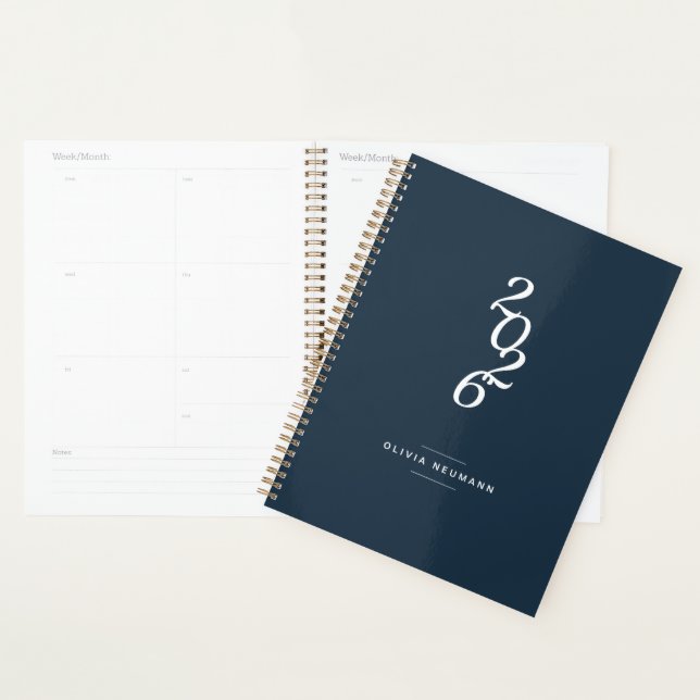 Minimalist Dark Blue Weekly | Monthly   Planner (Display)