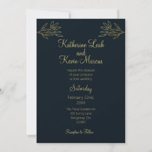 Minimalist Dark Blue Yellow Gold Design Invitation