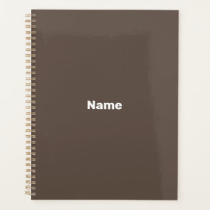 Minimalist dark brown custom text year monogram planner