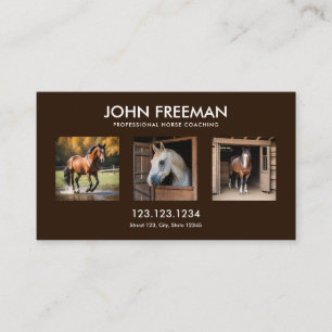 Minimalist Dark Brown Horses Photos Equine Business Card
