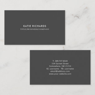Minimalist Dark Gray Business Card