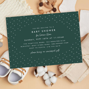 Minimalist Dark Green Baby Shower Invitation