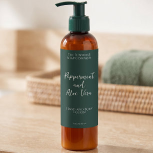 Minimalist dark green cosmetics bottle label