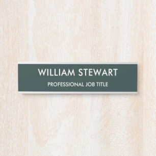 Minimalist Dark Green Employee Staff Door Sign