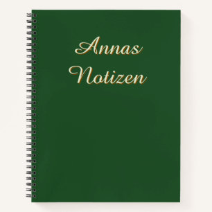 Minimalist Dark Green German Your Name Notebook