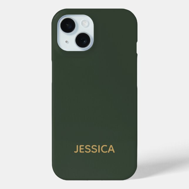 Minimalist dark green gold script personalised Case-Mate iPhone case (Back)