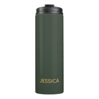 Minimalist dark green gold script personalised