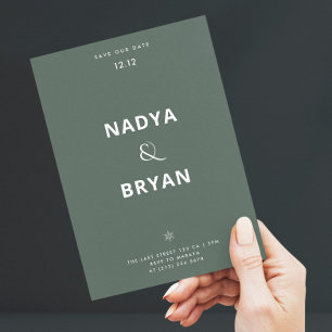 Minimalist Dark Green QR Code Winter Wedding Invit Invitation