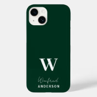 Minimalist Dark Green Stylish Monogram Custom Name