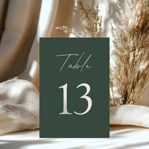 Minimalist Dark Green Wedding  Table Number