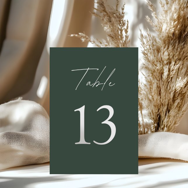 Minimalist Dark Green Wedding  Table Number (Creator Uploaded)