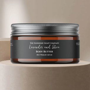 Minimalist Dark Grey Cosmetics Jar Label