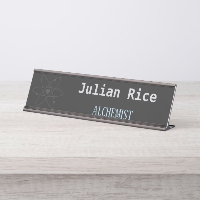 Minimalist dark grey desk name plate (Front)