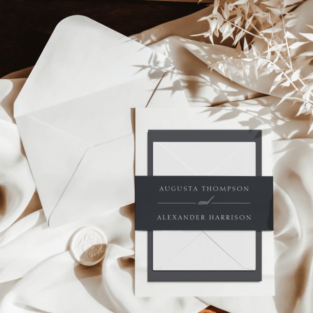Minimalist Dark Grey Invitation Belly Band (Creator Uploaded)