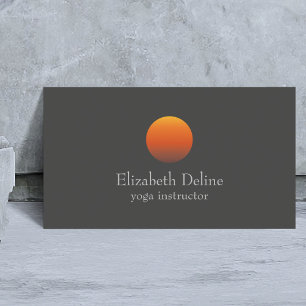 Minimalist Dark Grey Orange Circle Yoga Instructor Business Card