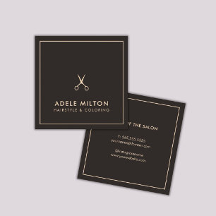 Minimalist Dark Grey Pastel Scissors Hairstylist Square Business Card