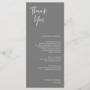 Minimalist Dark Grey, Place Setting Thank You Card
