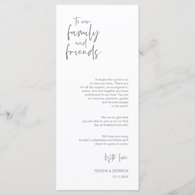 Minimalist Dark Grey, Place Setting Thank You Card (Front)