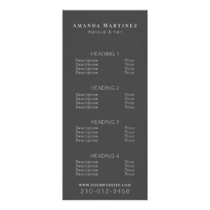 Minimalist Dark Grey Salon Price List Service Menu