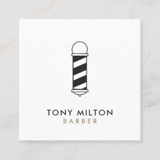 Minimalist Dark Grey White Barber Pole Square Business Card