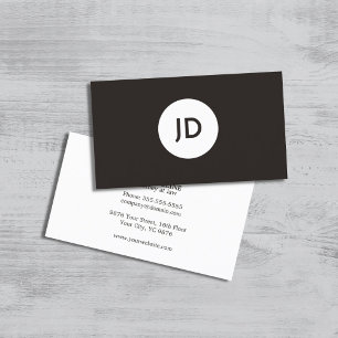 Minimalist Dark Grey White Monogram Attorney Business Card