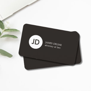 Minimalist Dark Grey White Monogram Attorney Business Card