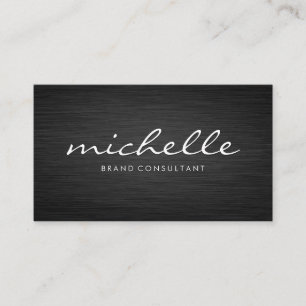 Minimalist Dark Metallic   Cursive Text Business Card
