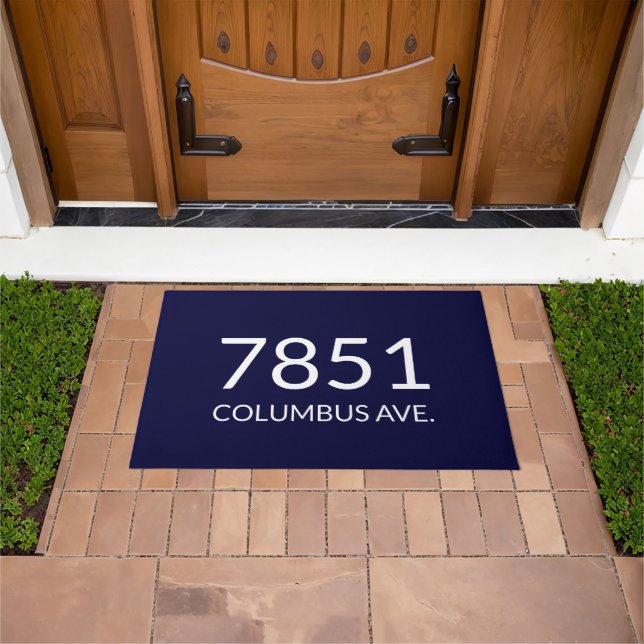 Minimalist dark navy blue and white elegant  doormat (Outdoor)
