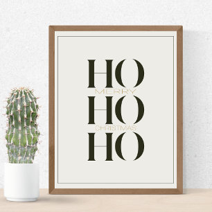 Minimalist Dark Pine Green "HO HO HO" Graphic Wall Poster
