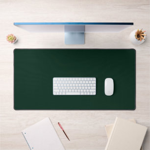 Minimalist dark pine green solid plain elegant desk mat