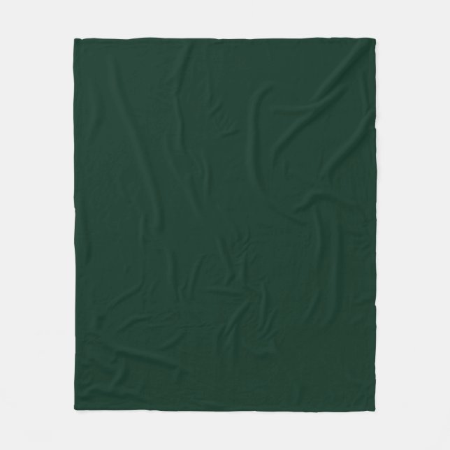 Minimalist dark pine green solid plain elegant fleece blanket (Front)