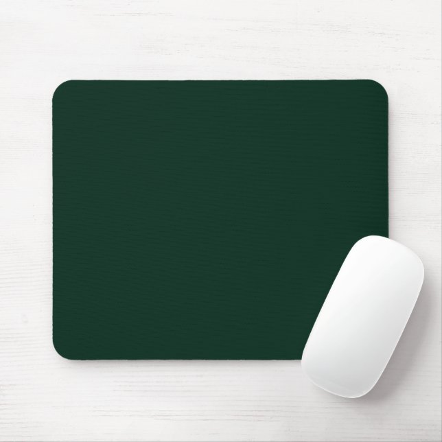 Minimalist dark pine green solid plain elegant mouse mat (With Mouse)