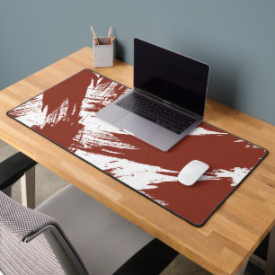 Minimalist Dark Red and Black Abstract Brush Strok Desk Mat