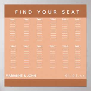 Minimalist Dark Terracotta Wedding Seating Chart